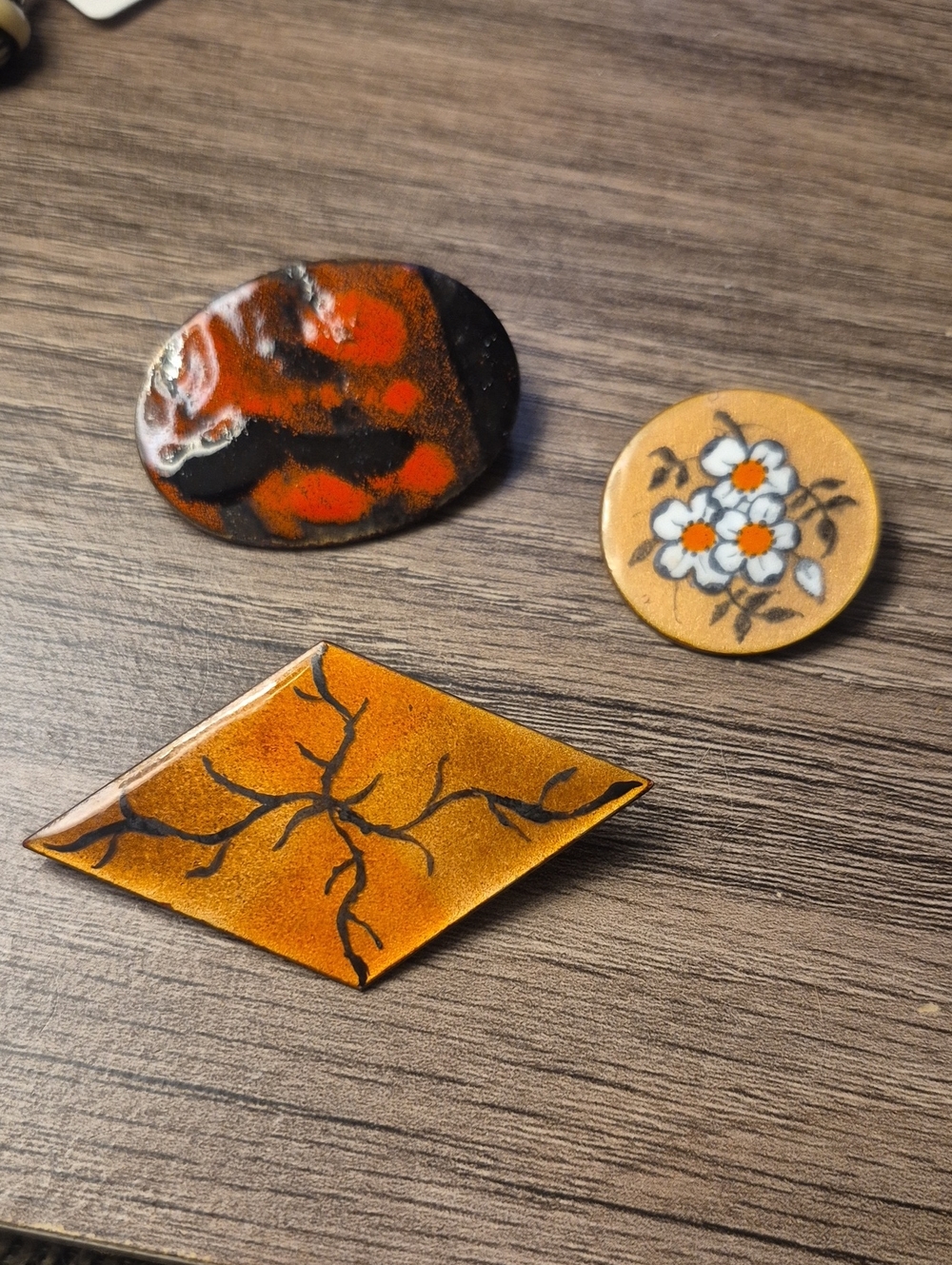 Vintage Handcrafted Copper Vitreous Enamel in Brooch Bundle